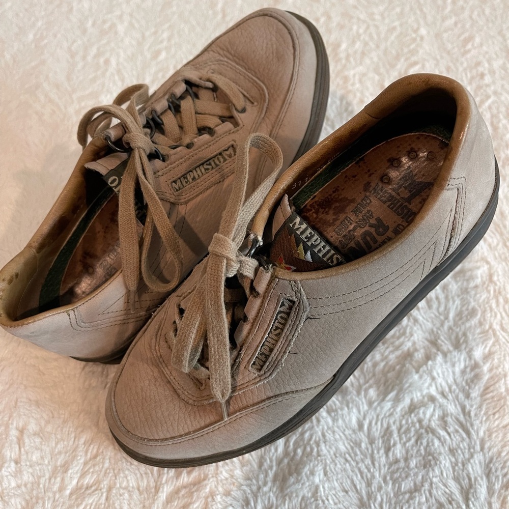 MEPHISTO Caoutchouc Air Bag System Light Brown Solid Leather Sports Shoes Size 6